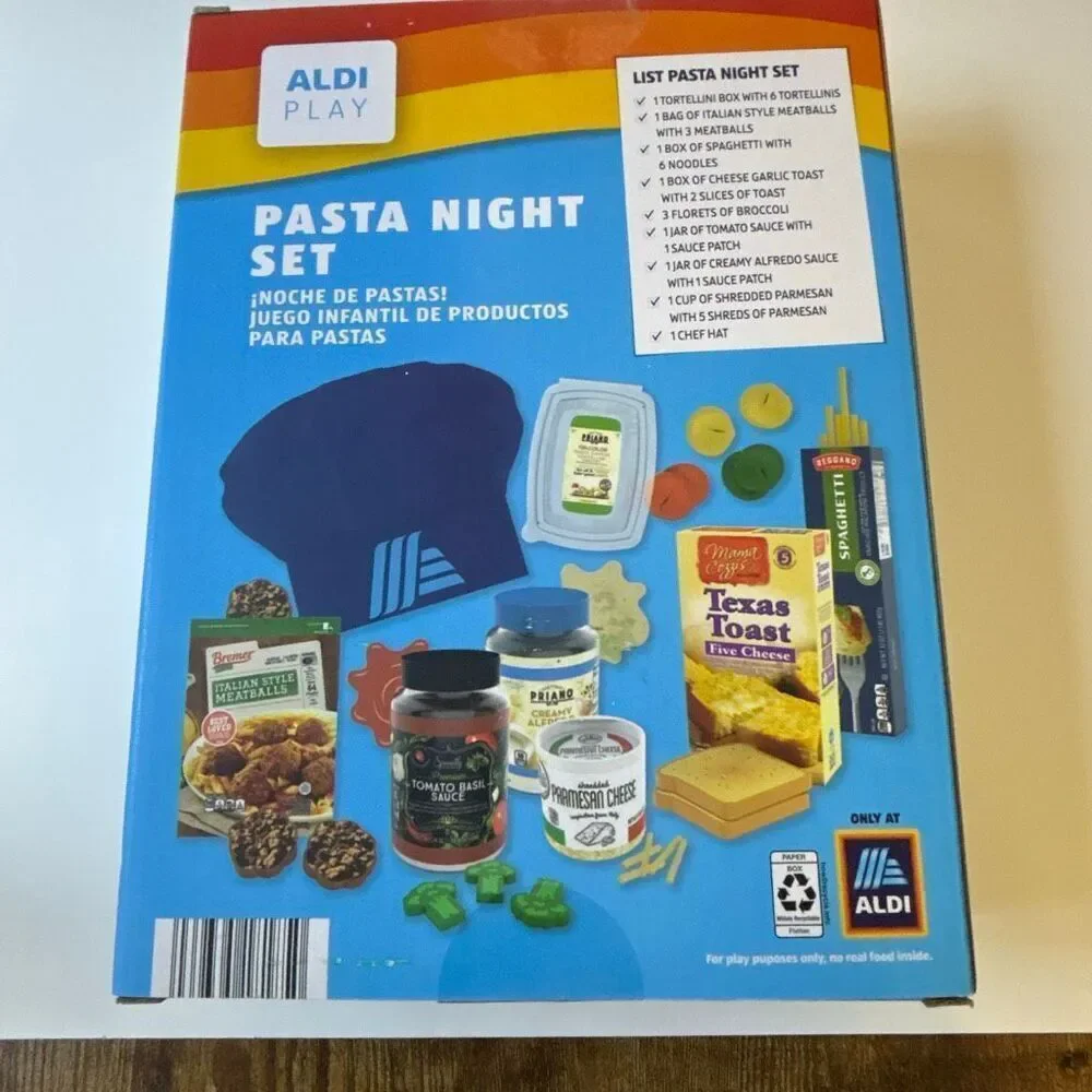 Aldi PASTA NIGHT SET 35pc Grocery Dinner Food Kids Toy Pretend Play Set NEW